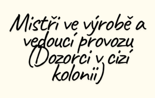 Mistři ve výrobě a vedoucí provozu (Dozorci v cizí kolonii)