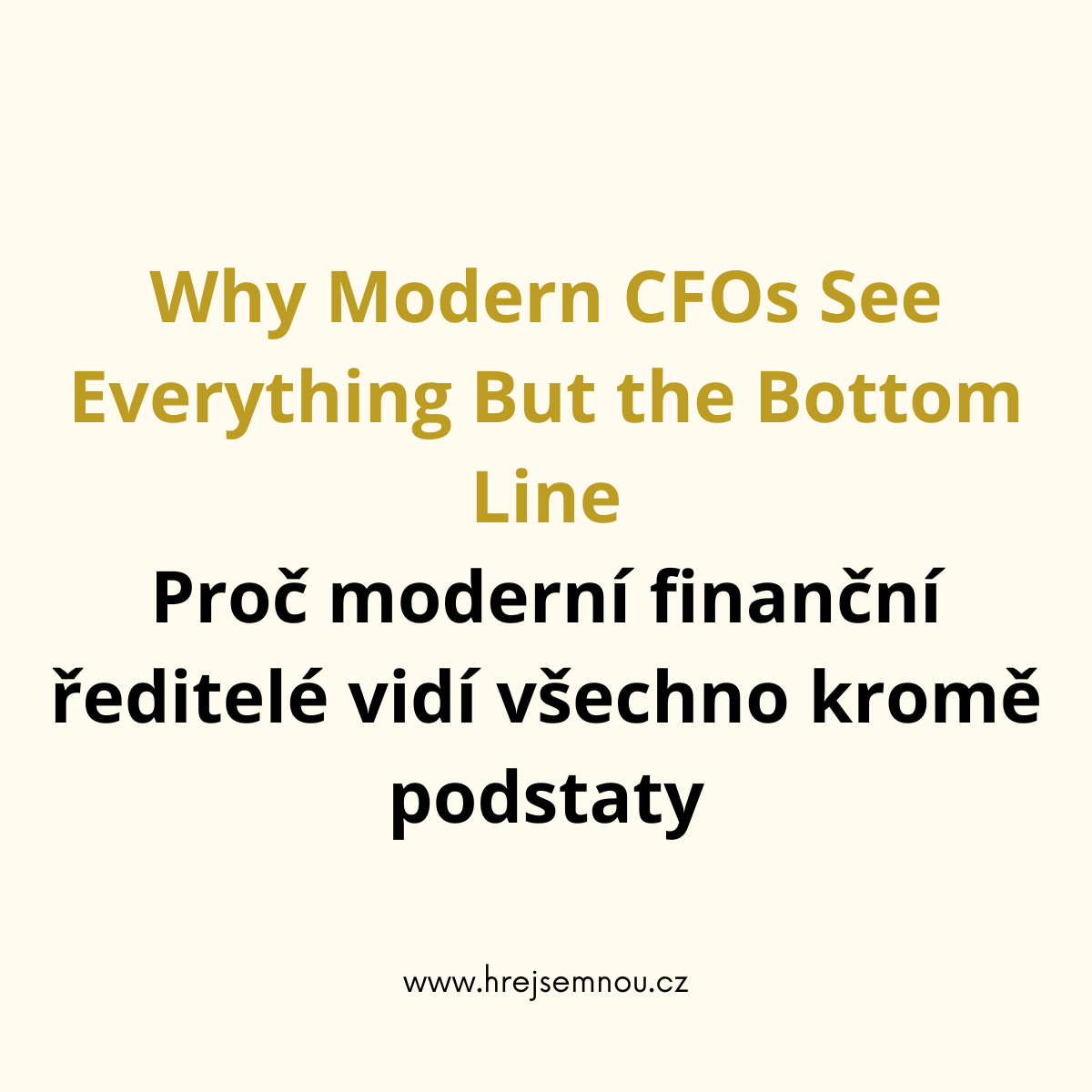 Why Modern CFOs See Everything But the Bottom Line Proč moderní finanční ředitelé vidí všechno kromě podstaty